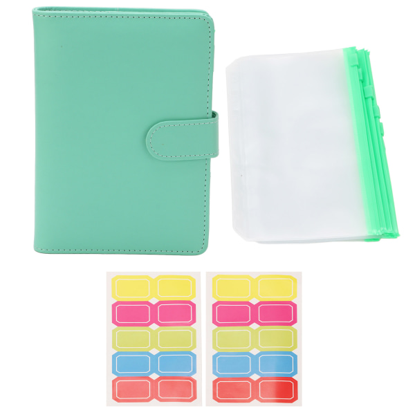 Binder Planner A6 6 hål PVC PU-läder Tillräcklig kapacitet Lösbladsringar Mjuk Vattentät Bärbar Pärm Notebook Grön