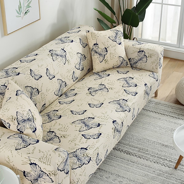 Fjärilstryckt överdrag, stretchiga sofföverdrag med kuddfodral, möbelskydd, elastiskt sofföverdrag för soffa