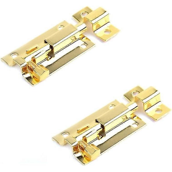 2-pack dörrbultar i rostfritt stål, 7,6 cm, för innerdörrar, säkerhetslås, guld, 89x29,3 mm