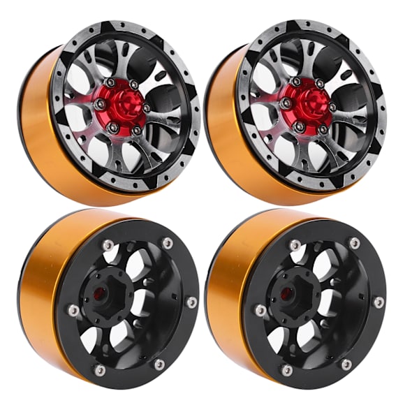 4 st 1,7 tum RC metallfälgar med dekorativ skivbroms för SCX10 II /TRX4 1/10 RC bil