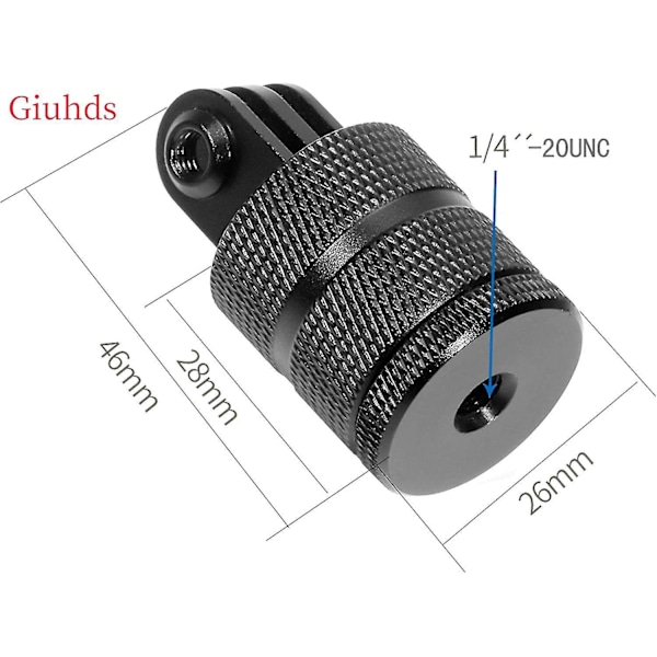 Aluminiumlegering stativfäste adapter för GoPro Hero 10 9 8 7 6 5, DJI, Xiaoyi, Sjcam, Akaso actionkameror set