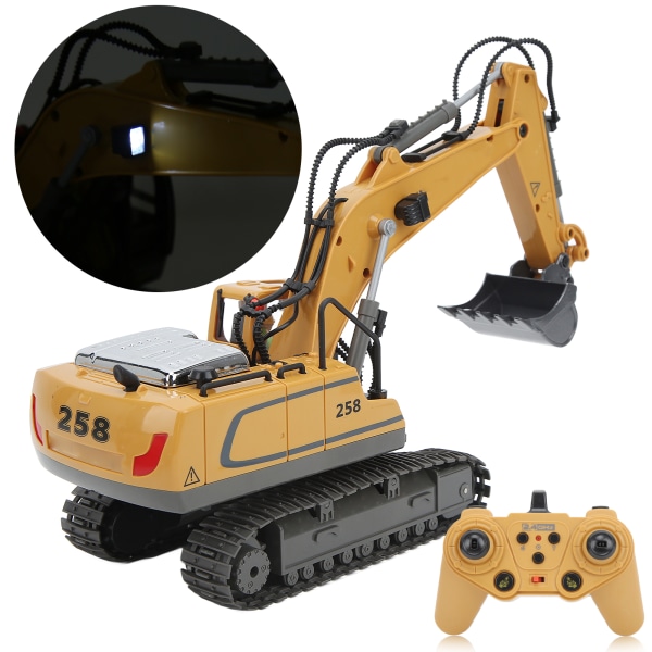 RC Excavator 11 Channel 2,4 Ghz 1:20 Simulation Design Pyöritettävä kauko-ohjattu kaivinkonelelu yli 3-vuotiaille