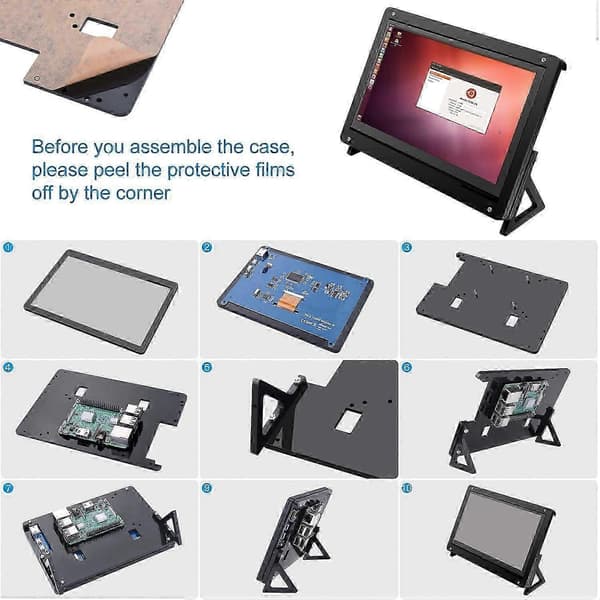 7 tommer LCD akrylholder etui berøringsskærm etuiholder til 3 B+ Black