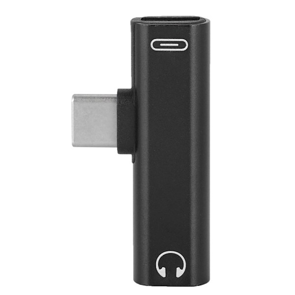 2 in 1 Type C - 3,5 mm:n kuulokeliitäntä USB-latausadapteri Monitoiminen muuntaja Musta