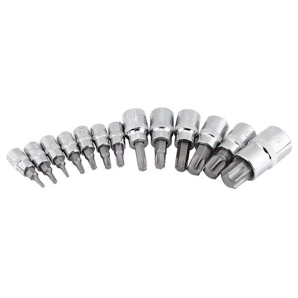 13-osainen Torx-tähtipäähylsysarja 1/2 tuuman, 3/8 tuuman ja 1/4 tuuman kiinnityksellä