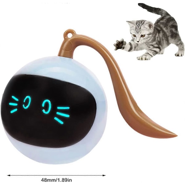 Interaktiv Kattleksaksboll Kattungeboll Leksaker med Färgglatt LED-Ljus USB Uppladdningsbar Automatisk