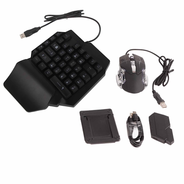 Bärbar Mini Gaming Tangentbord Mus USB RGB Handledsstöd Halv Hand 35 Keys Tangentbord Mus med Converter för Android för IOS