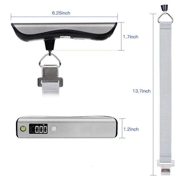 Matkatavaroiden painovaaka - Max 110lbs/50kg, Taustavalaistu LCD-näyttö