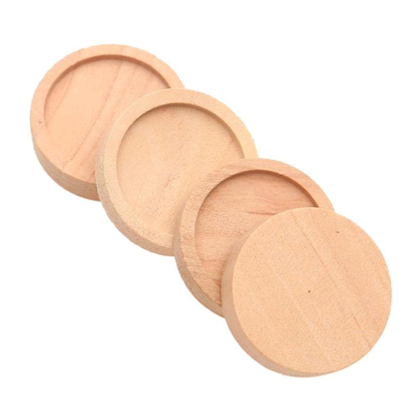 200 stycken Naturlig Trä Stenbas Berlocker Cabochon Inställningar Bas 25mm