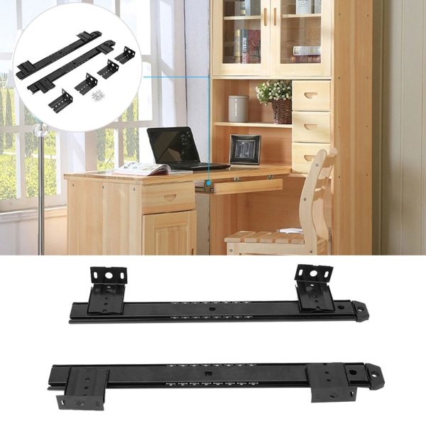 2 stk fortykket koldvalset stål computerbord tastatur glideskinnebeslag (sort)