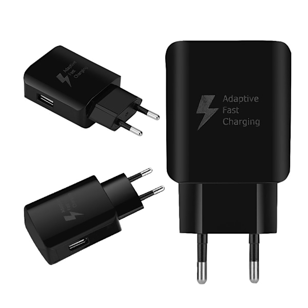 Universal QC2.0 USB-oplader EU 100-240V stik 15W hurtigoplader vægoplader til telefon (sort)