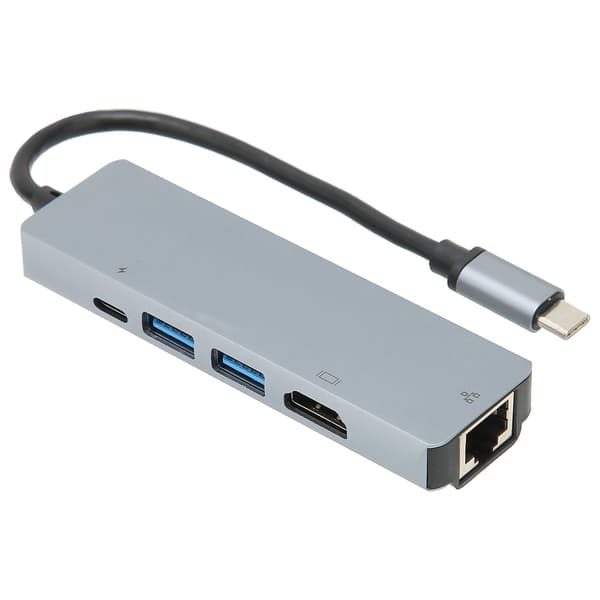 USB C Hub 5 i 1 Højhastighedsdataoverførsel Fremragende varmeafledning Ethernet-adapter til computer tablet