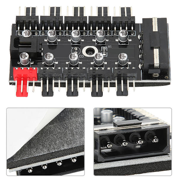 PC-kabinet ventilatorhub computer temperaturregulator 4-bens CPU-kølehub til computerkabinet med PWM-kabel 4D-interface