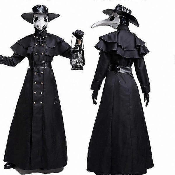 Middelalderligt Pestdoktor Kostume til Voksne - Halloween Steampunk Outfit med Ravnetema og Mørk Reaper Stil 2 S