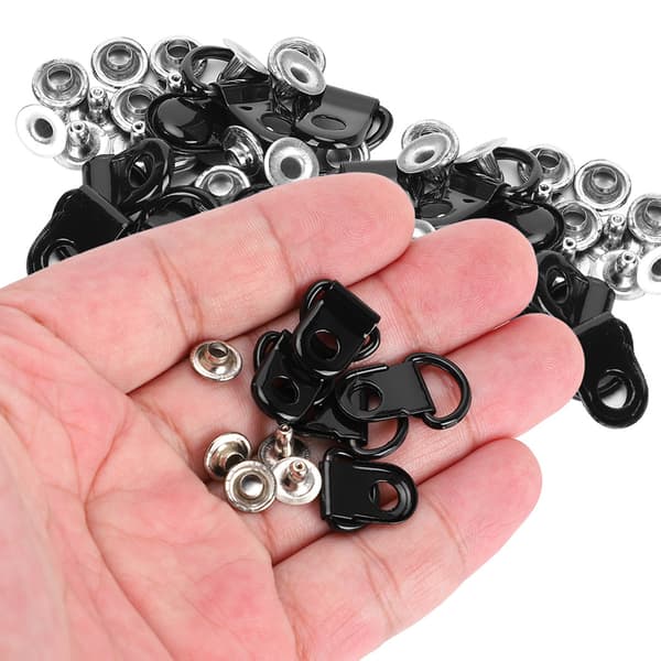 100 sæt snørebåndskrog D-ring øjespænde messing sko læder DIY nitteværktøj blank sort 9x22mm