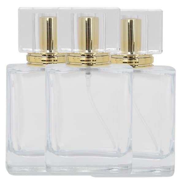 50 ml påfyllningsbar parfymflaska i glas, transparent spray, tom atomizerbehållare, guld