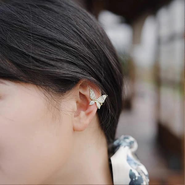 Sommerfugl Diamant Øreringe Fe Sommerfugl Diamant Øreringe Øreklips til Bryllupsfest Smykker Ear Clip