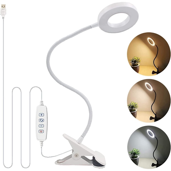 1 stk. Læseclips Lampe Skrivebordslampe Fleksibel Clips Lampe til Læsning af Bøger, Skrivebord, Seng