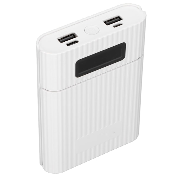 M09B 4x18650 Batterilagringsbox Micro Typ C Ingångsport Bärbar DIY Power Bank Kit Vit