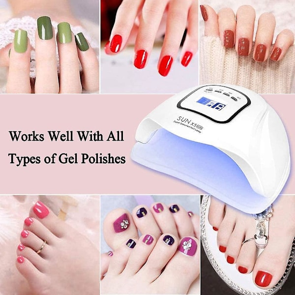 UV LED-nagellampa - Professionell gelpoleringstork med 4 timerinställningar, automatisk sensor och LCD-display