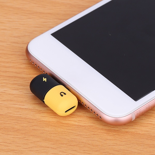 2IN1 Laddningsljudadapter för iPhone 7 8 X Lightning Laddning Hörlurar Splitter Gul+ Svart