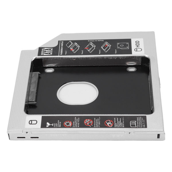 SATA till SATA 2:a HDD SSD-hölje 2-kanals skydd Hårddisk Caddy Case Fack för 12,7 mm CD DVD ROM optisk enhet Slot