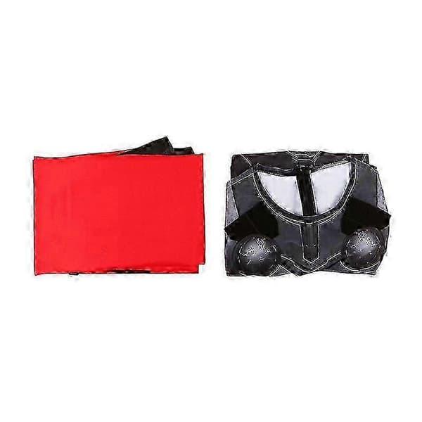 Thor Herre Cosplay Kostume Sort Rød Polyester Kampdragt med Kappe Avengers Superhelte Outfit til Halloween og Konventioner S