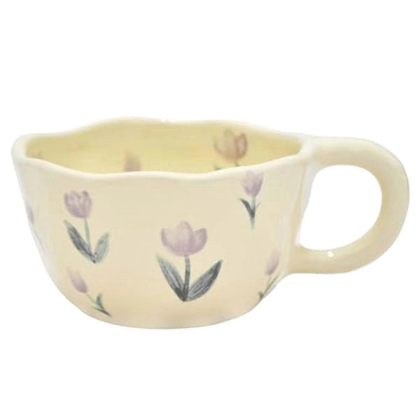 Elegant Blommig Keramikmugg Kaffekopp med Blomsterdekorationer, 250ml, B