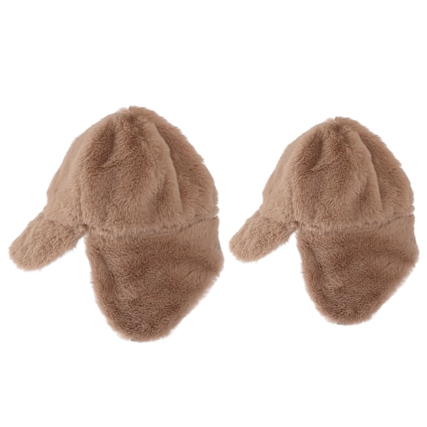 2-pack förälder-barn vintermössor mjukt hår plysch mjuk mamma baby varm mössa set för kvinnor barn