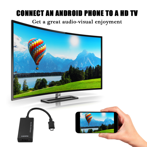 1080P Micro USB til HDMI Adapter 8-kanals Stereo Sound 5pin HDMI Video Adapter for Android