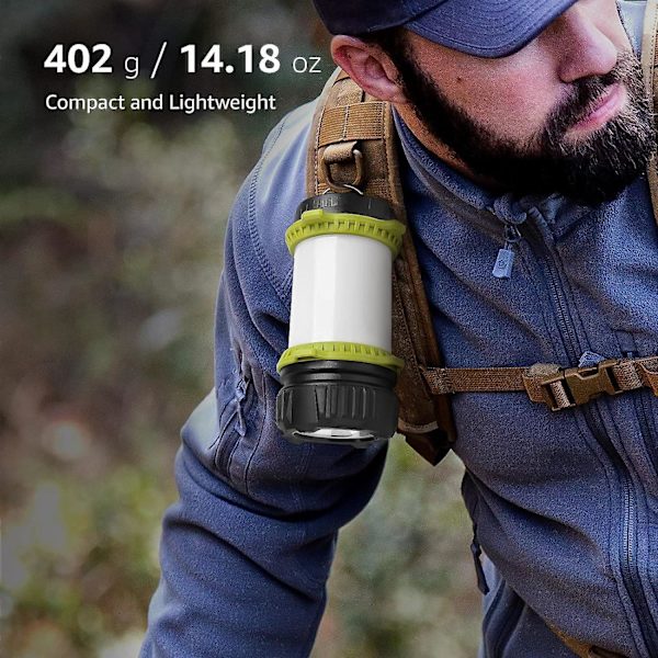 Latautuva LED-leirilyhty 500lm, 5 valotilaa, 2600mAh Power Bank - Vedenkestävä hätätilanteisiin
