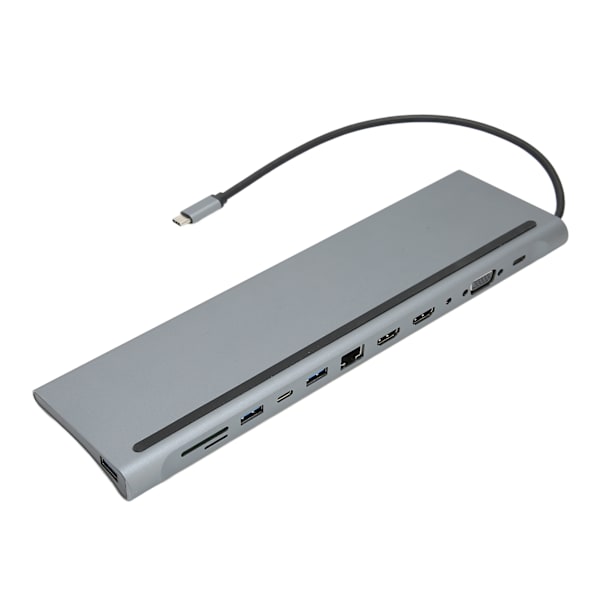 USB C Hub 12 i 1 Fullfunksjons dokkingstasjon for bærbar PC USB C til Ethernet Multiport Hub
