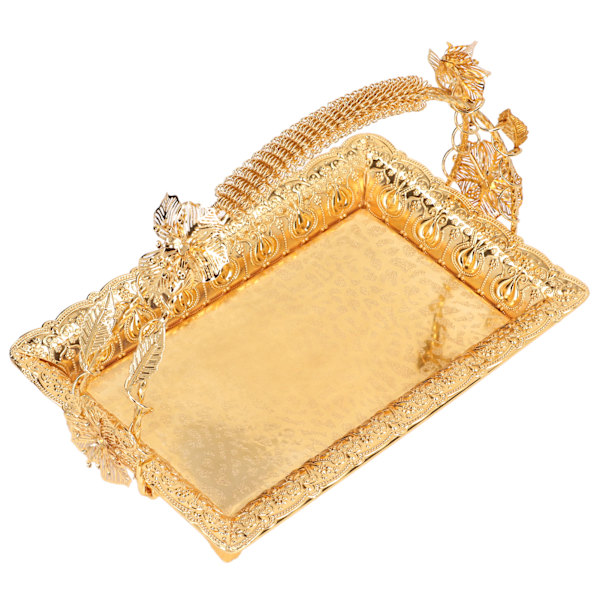 Kaffe serveringsbakke vintage stil guld farve robust zinklegering elegant metal serveringsbakke til hjem bar cafe
