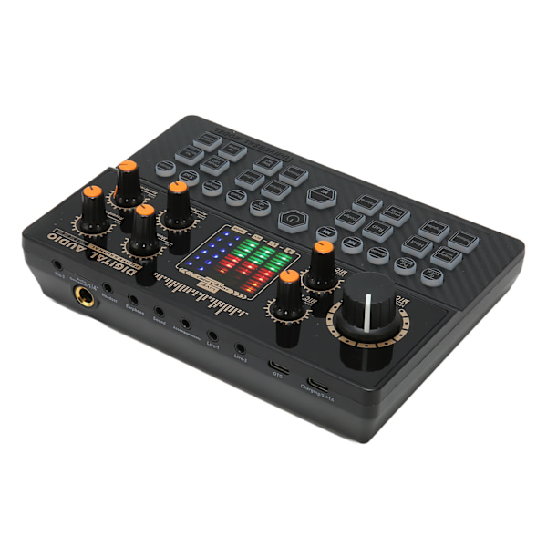 Mini ljudmixerbord intelligent brusreducering Bluetooth trådlöst live ljudkort röstväxlare för live streaming svart