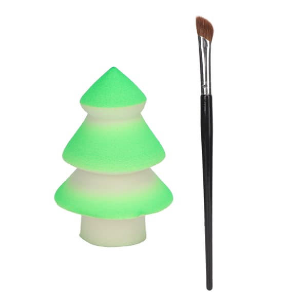 2 st julmakeup-svamp sned nässkuggsborste set mjuk bärbar ansiktsskönhetssvampborste
