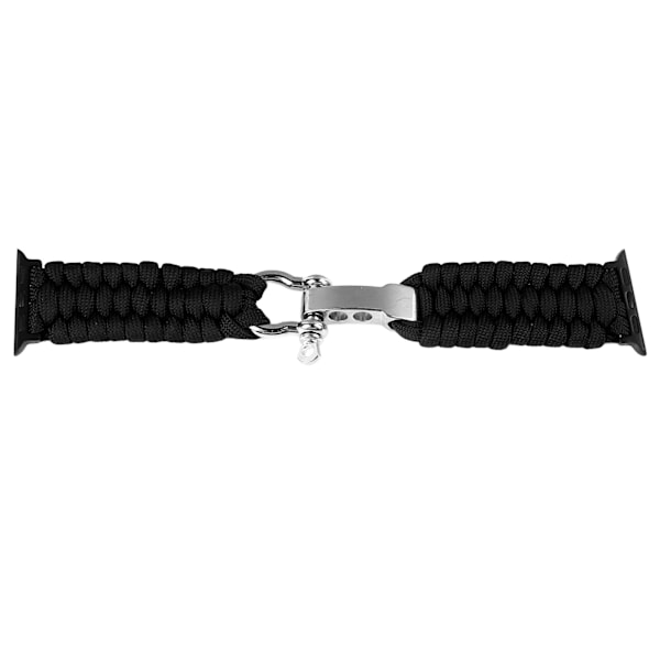 Flätat klockarmband Justerbart armband Tillbehör för IWatch 9 8 7 6 5 4 3 2 1 SE Svart