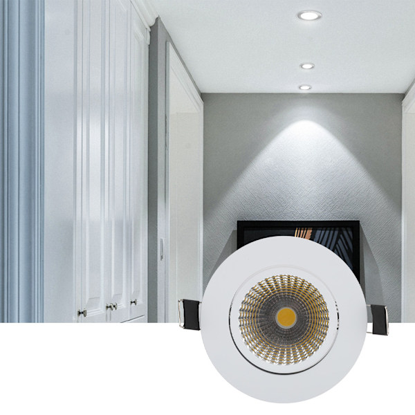 COB LED-downlight i aluminium för infälld montering, inomhusdekorationslampa, hålöppning 69 mm, 5 W, 110 V, kallvitt