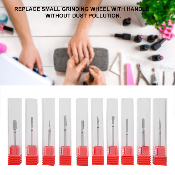 10 st Nagelborr Nagelpolering Burr Manikyr Pedikyr Tillbehörsverktyg Set Typ B