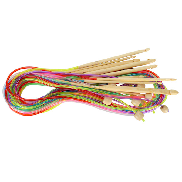 12 st rundstickor dubbelspetsiga bambu röranslutning virknålstillbehör (färgrör 120 cm)