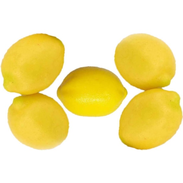 Kunstig frukt til dekorasjon, falsk gul sitron, simuleringsfrukt og grønnsaker, dekorasjon til hjemmet og kjøkkenet kunstig lime X5pcs-phwj