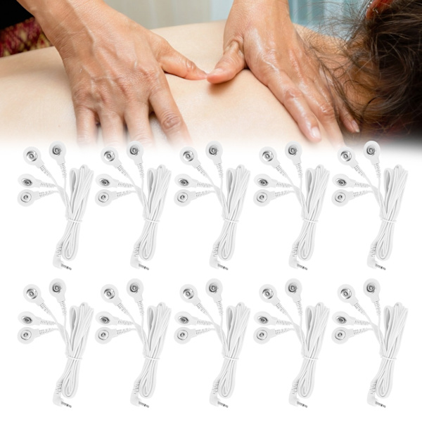 10 st DC 2,5 mm 4-knapps elektrodlederkabel för digital TENS-massageapparat