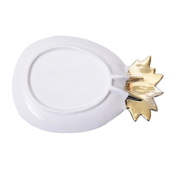 Keramisk tallerkenfad 3D Ananas Design Ring Organizer Smykkebakke Hvid