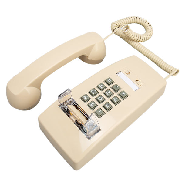 Retro väggtelefon Vattentät dekorativ sladdtelefon med volymkontroll för hembar badrum Beige