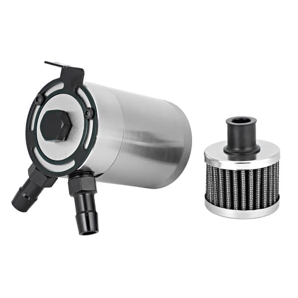 Universal oljetank i aluminiumlegering med 2-ports tillbehörssats (silver)