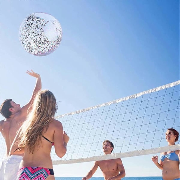 Stor Strandboll Glitter Paljettboll Uppblåsbar Bubbelboll, Klar Rivtålig Studsboll, för Inomhus- och Utomhuslek