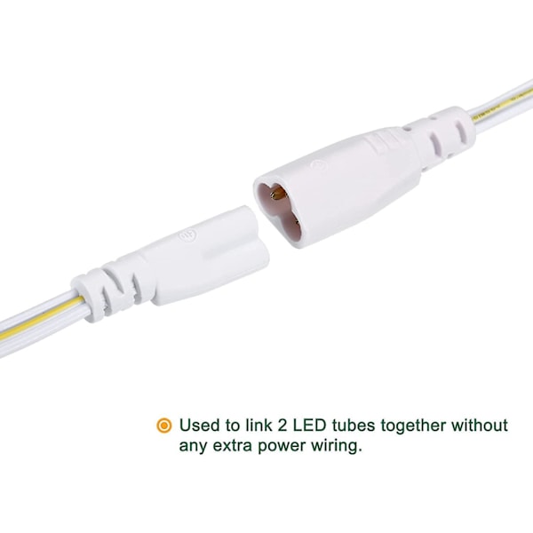 LED-röranslutningskabel 30CM Han till Hona Dubbeländad Förlängningssladd för Integrerat LED-rör, 5-pack