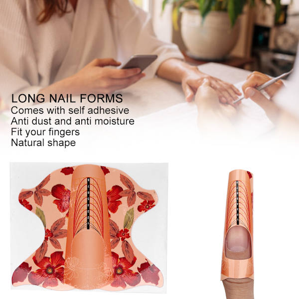 500 kpl pitkien kynsien geelimuotoja itsekiinnittyvä nail art naisille