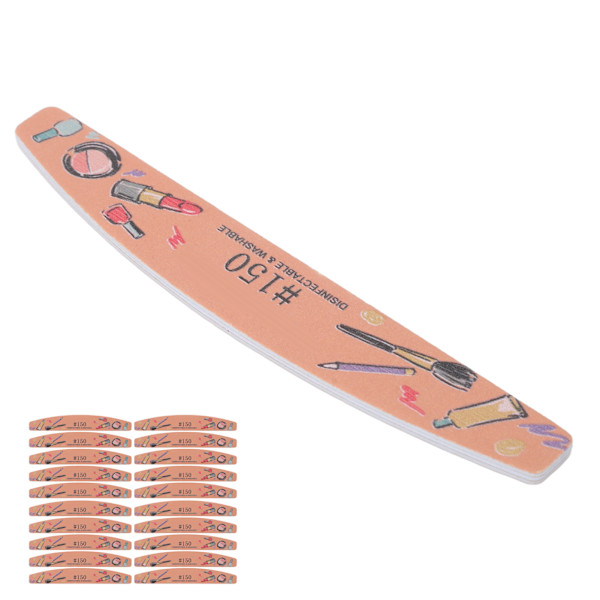 20 st Nagelfil Dubbla Sidor Manikyr Nagelfil Tvättbar Återanvändbar Professionell Half Moon fingernagelfil Nail Art Tools 150 Grit