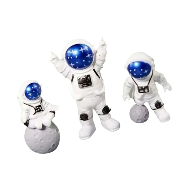 3 kappaleen astronauttihahmot söpö pohjoismainen tyyli PVC avaruusmies työpöydän koriste kakkukoristeluun lastenhuone makuuhuone kirjahylly