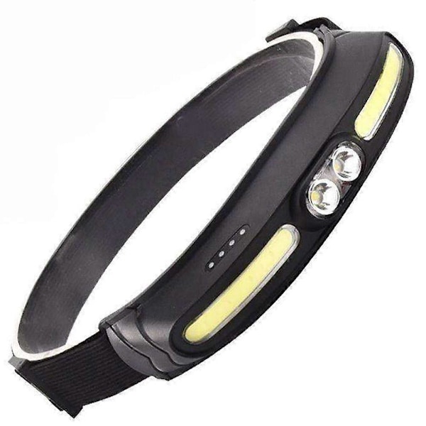 COB+LED Pannlampa, Kraftfull 210° Bred Vinkel Justerbart Band, USB-C Uppladdningsbar, Rött Ljus Anpassningsbar för Vandring, Resor, Expeditioner, Fiske